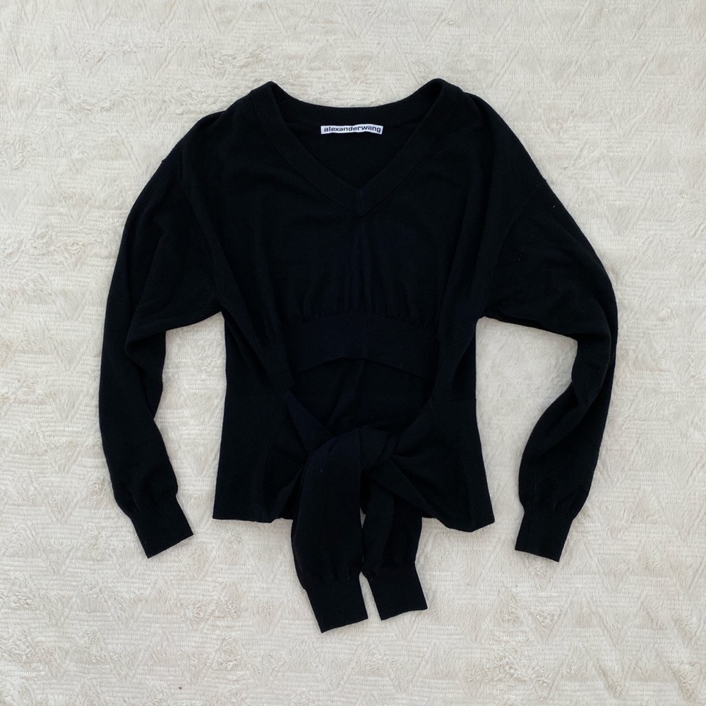 Alexander Wang tie waist v neck sweater - Picture 2 of 5